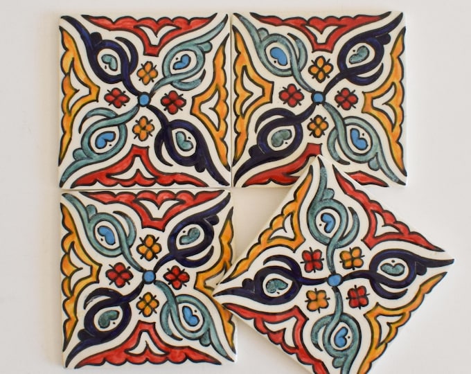 10x10Cm Ceramic Tile,  Moroccan Ceramic Tiles, Handpainted Piece of Ceramic, Ceramic Wall, Decorative Wall.