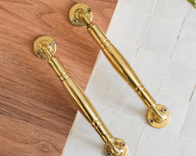 Set of 2 Handmade Moroccan Door Pull Handles  |  Brass Door Pulls  |  Barn Door Handles