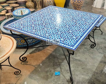 Dinner Mosaic Table for Outdoor Patio,Mosaic Table,Ceramic Table,Indoor & Outdoor Mosaic Table,Handcrafted Table,Personalized Tile Design