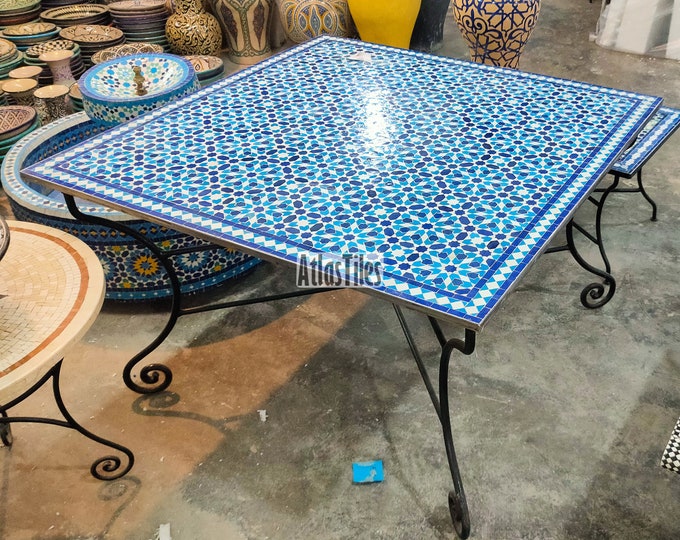 Dinner Mosaic Table for Outdoor Patio,Mosaic Table,Ceramic Table,Indoor & Outdoor Mosaic Table,Handcrafted Table,Personalized Tile Design