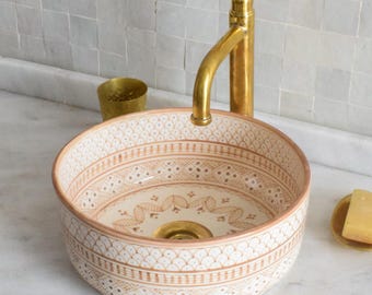 Light Brown Ceramic Sink for Bathroom 100% Handmade,Best Deals,Vessel Sink,Custom Sink Vanity,Pottery Handmade Sinks for Bathroom Decoration