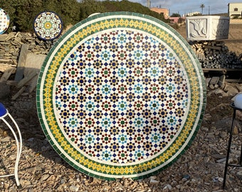 Mosaic Outdoor Table for Patio,Ceramic Table,Indoor Mosaic Table,Customizable Tile Design,Handcrafted Table,Tile Decor,Dining Table