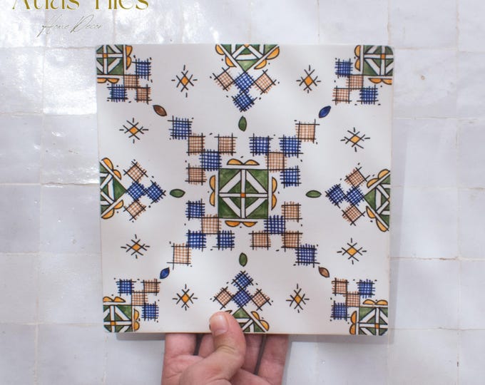 20x20Cm Ceramic Tile,  Moroccan Ceramic Tiles, Handpainted Piece of Ceramic, Ceramic Wall, Decorative Wall.