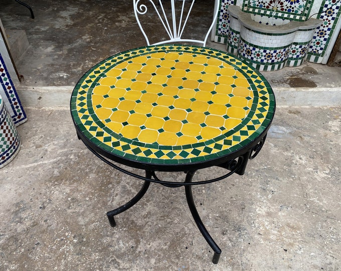 Outdoor Patio Mosaic Table 100%Handmade,Ceramic Table,Indoor Mosaic Table,Customizable Tile Design,Handcrafted Table,Tile Decor,Dining Table