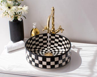 Ceramic Sink for Bathroom 100% Handmade,Best Deals Etsy,Vessel Sink,Custom Sink Vanity,Pottery Handmade Sinks for Bathroom Decoration.