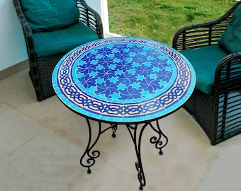 Outdoor Patio Mosaic Table 100%Handmade,Ceramic Table,Indoor Mosaic Table,Customizable Tile Design,Handcrafted Table,Tile Decor,Dining Table