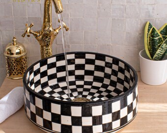 Ceramic Sink for Bathroom 100% Handmade,Best Deals Etsy,Vessel Sink,Custom Sink Vanity,Pottery Handmade Sinks for Bathroom Decoration.