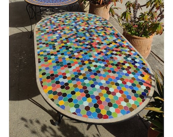 The Magical Garden Table,Moroccan Terracotta,Bright Color,Special Offer,Personalized Tile Design,Handcrafted Table,Round Table,Free Shipping