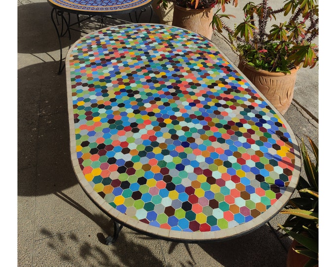 The Magical Garden Table,Moroccan Terracotta,Bright Color,Special Offer,Personalized Tile Design,Handcrafted Table,Round Table,Free Shipping