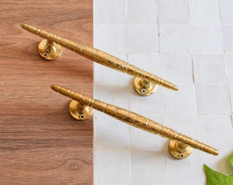 Set of 2 Handmade Moroccan Door Pull Handles  |  Brass Door Pulls  |  Barn Door Handles