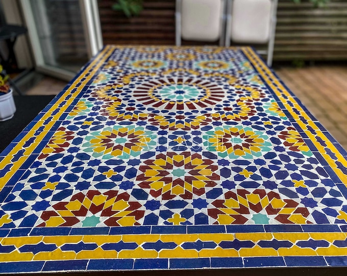 Table Handmade for Outdoor Patio,Bright Color,Special Offer,Personalized Tile Design,Handcrafted Table,Round Table,Table Decor
