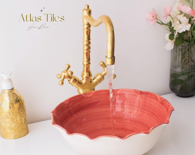 Handmade Ceramic sink  ,Hand painted bathroom ceramic washbasin,Bathroom Equipement,Custom Luxury handmade counter top basin,