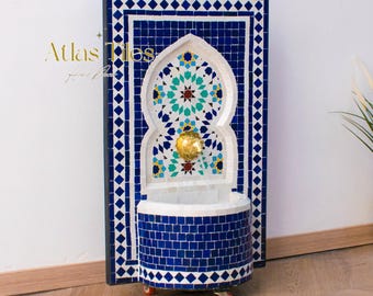 Small Cute Fountain for Outdoor Patio, 100% Handmade Mosaic Fountain,Customizable Couple Gift,Home decoration