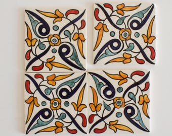 10x10Cm Ceramic Tile,  Moroccan Ceramic Tiles, Handpainted Piece of Ceramic, Ceramic Wall, Decorative Wall.