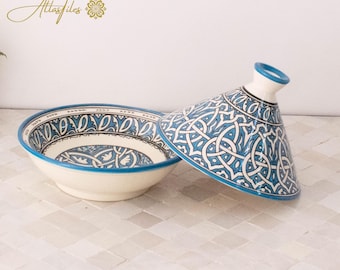 Moroccan Ceramic Tajine, Serving Tagine, Kitchen Hand-painted Beurrier, Handmade Traditional Tagine, Bridesmaid Gift, Ceramic pot