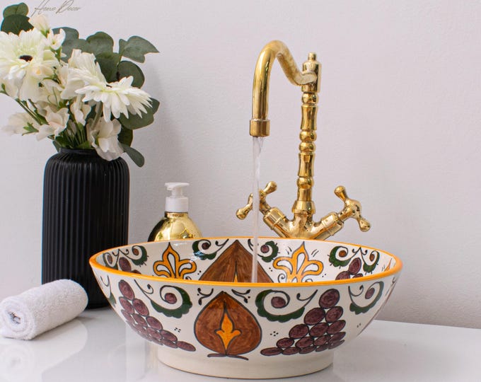 Ceramic Sink for Bathroom 100% Handmade,Best Deals Etsy,Vessel Sink,Custom Sink Vanity,Pottery Handmade Sinks for Bathroom Decoration.