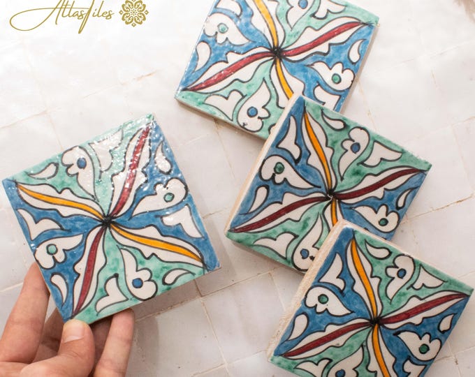 10x10Cm Ceramic Tile,  Moroccan Ceramic Tiles, Handpainted Piece of Ceramic, Ceramic Wall, Decorative Wall.