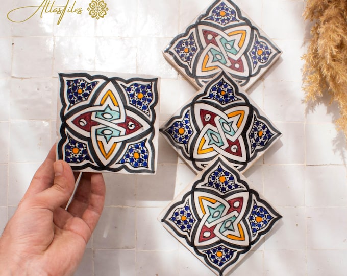 10x10Cm Ceramic Tile,  Moroccan Ceramic Tiles, Handpainted Piece of Ceramic, Ceramic Wall, Decorative Wall.