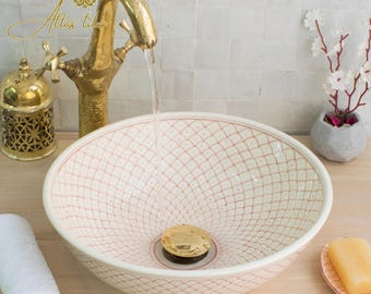 Ceramic Sink for Bathroom 100% Handmade,Best Deals Etsy,Vessel Sink,Custom Sink Vanity,Pottery Handmade Sinks for Bathroom Decoration.