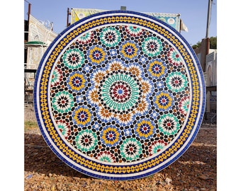 Dinner Mosaic Table for Outdoor Patio,Mosaic Table,Ceramic Table,Indoor & Outdoor Mosaic Table,Handcrafted Table,Personalized Tile Design