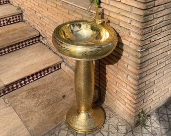 Single Brass Sink for your Bathroom,  Brass Handmade Moroccan Sink, Over counter Bathroom Sink, Water Sink, Undermount Sink, Drop in Sink