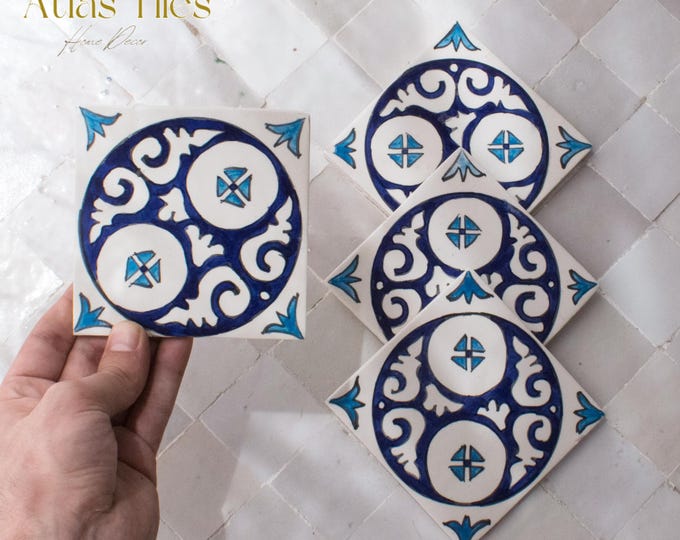 10x10Cm Ceramic Tile,  Moroccan Ceramic Tiles, Handpainted Piece of Ceramic, Ceramic Wall, Decorative Wall.