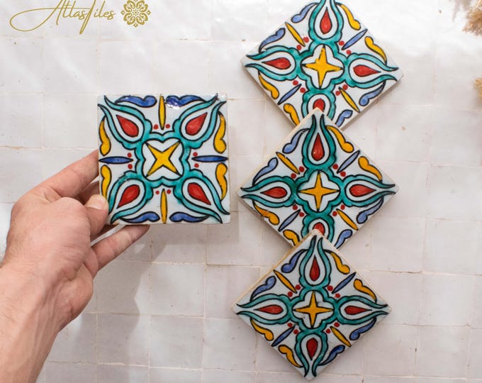 10x10Cm Ceramic Tile,  Moroccan Ceramic Tiles, Handpainted Piece of Ceramic, Ceramic Wall, Decorative Wall.