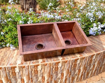 Cooper Sink, Undermount Kitchen Sink, Handmade Moroccan Copper Vasque, Beautiful Wash Basins, Double vessel Sink