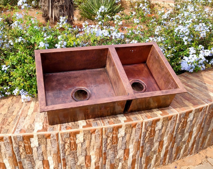 Cooper Sink, Undermount Kitchen Sink, Handmade Moroccan Copper Vasque, Beautiful Wash Basins, Double vessel Sink