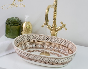 Ceramic Sink for Bathroom 100% Handmade,Best Deals Etsy,Vessel Sink,Custom Sink Vanity,Pottery Handmade Sinks for Bathroom Decoration.