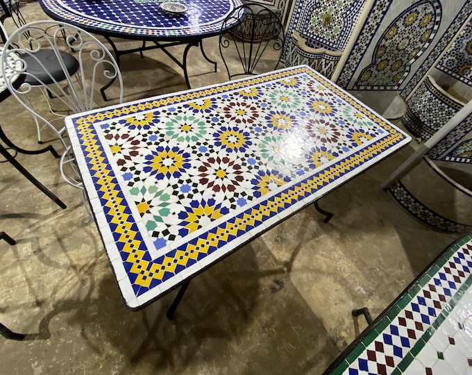 Table Handmade for Outdoor Patio,Bright Color,Special Offer,Personalized Tile Design,Handcrafted Table,Round Table,Table Decor