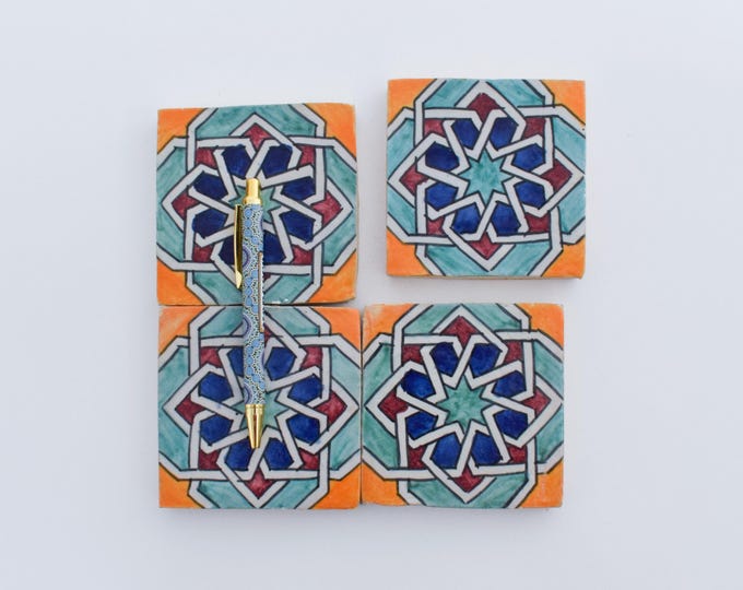 10x10Cm Ceramic Tile,  Moroccan Ceramic Tiles, Handpainted Piece of Ceramic, Ceramic Wall, Decorative Wall.