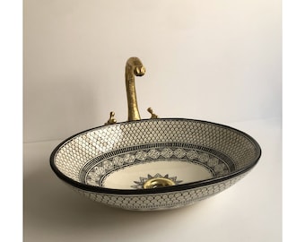 Black Ceramic Sink for Bathroom 100% Handmade,Best Deals Etsy,Vessel Sink,Custom Sink Vanity,Pottery Handmade Sinks for Bathroom Decoration.