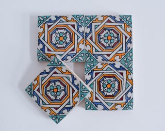 10x10Cm Ceramic Tile,  Moroccan Ceramic Tiles, Handpainted Piece of Ceramic, Ceramic Wall, Decorative Wall.