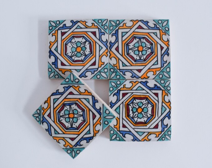 10x10Cm Ceramic Tile,  Moroccan Ceramic Tiles, Handpainted Piece of Ceramic, Ceramic Wall, Decorative Wall.