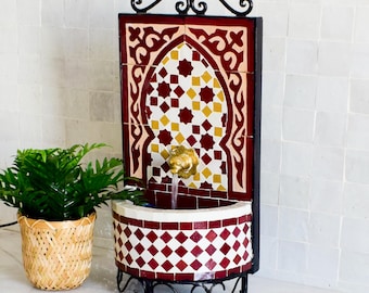 Small Cute Fountain for Outdoor Patio, 100% Handmade Mosaic Fountain,Customizable Couple Gift,Home decoration