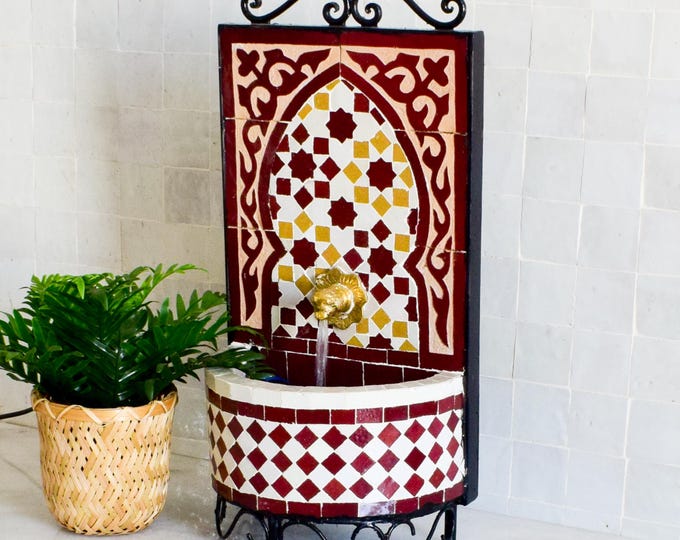 Small Cute Fountain for Outdoor Patio, 100% Handmade Mosaic Fountain,Customizable Couple Gift,Home decoration