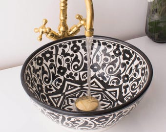 Handmade Ceramic sink  ,Hand painted bathroom ceramic washbasin,Bathroom Equipement,Custom Luxury handmade counter top basin,