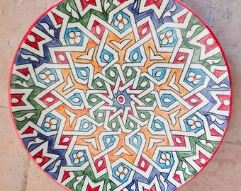 30cm Handcrafted Pottery Plate, Handmade Ceramic , Moroccan Plates, Dinning Plates, Serving Plates, Kitchen Decor, Kitchen Material, Gift