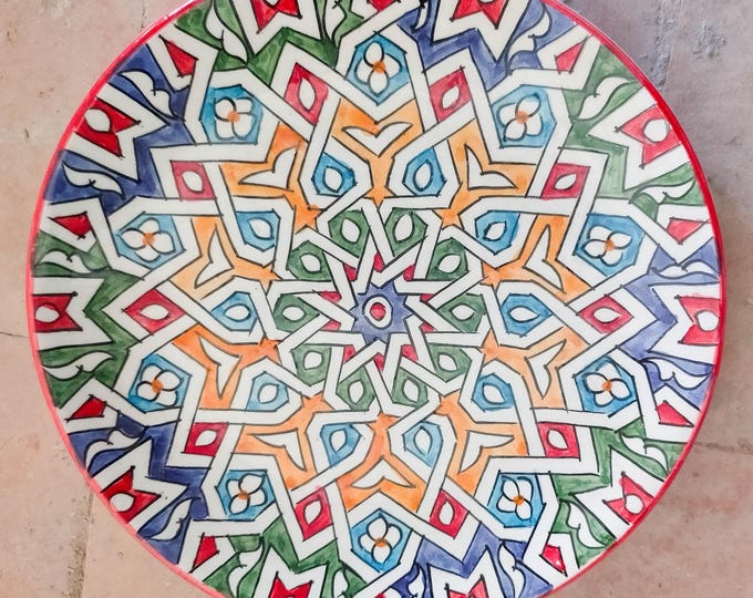 30cm Handcrafted Pottery Plate, Handmade Ceramic , Moroccan Plates, Dinning Plates, Serving Plates, Kitchen Decor, Kitchen Material, Gift