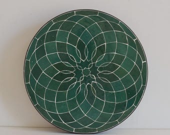 Green Mosaic Table for Outdoor Patio 100% Handmade,Round Mosaic Table,Ceramic Table,Customizable Table,Handcrafted Dinner and Coffee Table