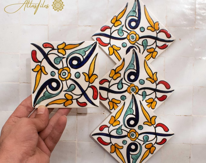 10x10Cm Ceramic Tile,  Moroccan Ceramic Tiles, Handpainted Piece of Ceramic, Ceramic Wall, Decorative Wall.