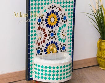 Small Cute Fountain for Outdoor Patio, 100% Handmade Mosaic Fountain,Customizable Couple Gift,Home decoration