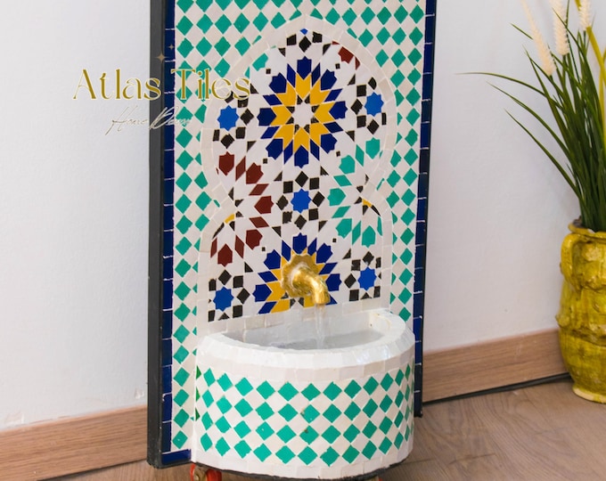 Small Cute Fountain for Outdoor Patio, 100% Handmade Mosaic Fountain,Customizable Couple Gift,Home decoration