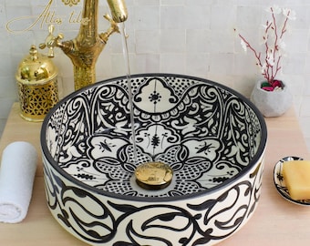 Ceramic Sink for Bathroom 100% Handmade,Best Deals Etsy,Vessel Sink,Custom Sink Vanity,Pottery Handmade Sinks for Bathroom Decoration.