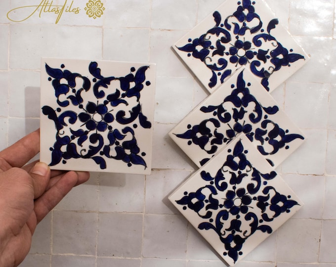 10x10Cm Ceramic Tile,  Moroccan Ceramic Tiles, Handpainted Piece of Ceramic, Ceramic Wall, Decorative Wall.