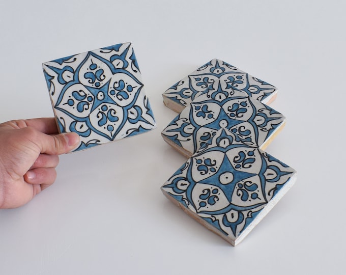10x10Cm Ceramic Tile,  Moroccan Ceramic Tiles, Handpainted Piece of Ceramic, Ceramic Wall, Decorative Wall.