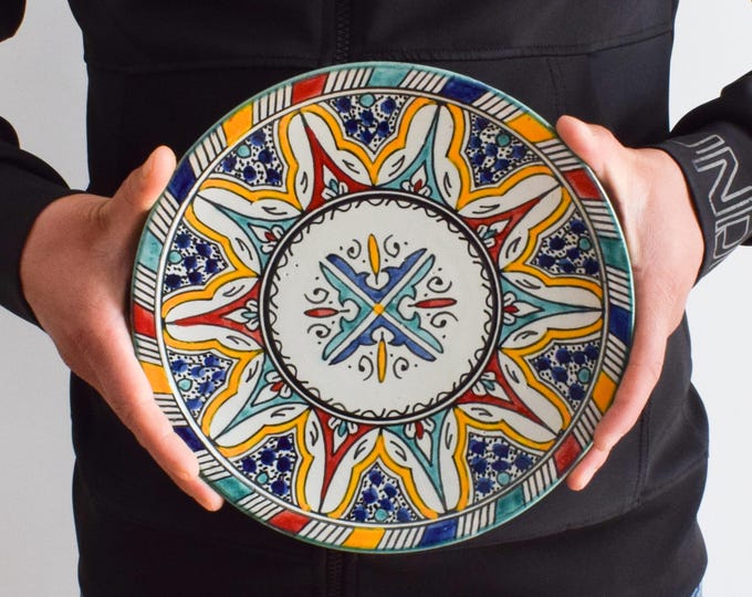 30cm Handcrafted Pottery Plate, Handmade Ceramic , Moroccan Plates, Dinning Plates, Serving Plates, Kitchen Decor, Kitchen Material, Gift