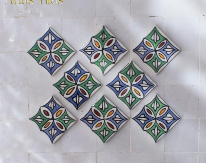 5x5 Cm Ceramic Tile,  Moroccan Ceramic Tiles, Handpainted Piece of Ceramic, Ceramic Wall, Decorative Wall.