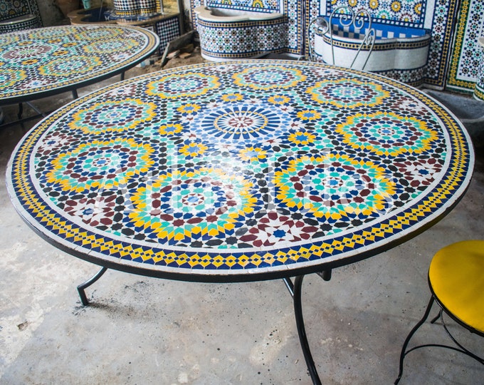 Mosaic Outdoor Table for Patio,Ceramic Table,Indoor Mosaic Table,Customizable Tile Design,Handcrafted Table,Tile Decor,Dining Table